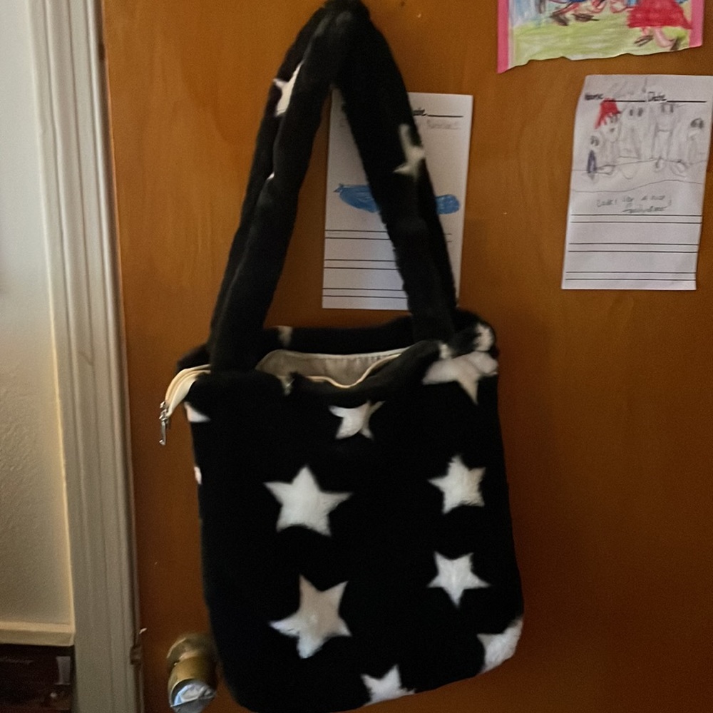 Brand NWOT Star Pattern Fluffy Tote Bag